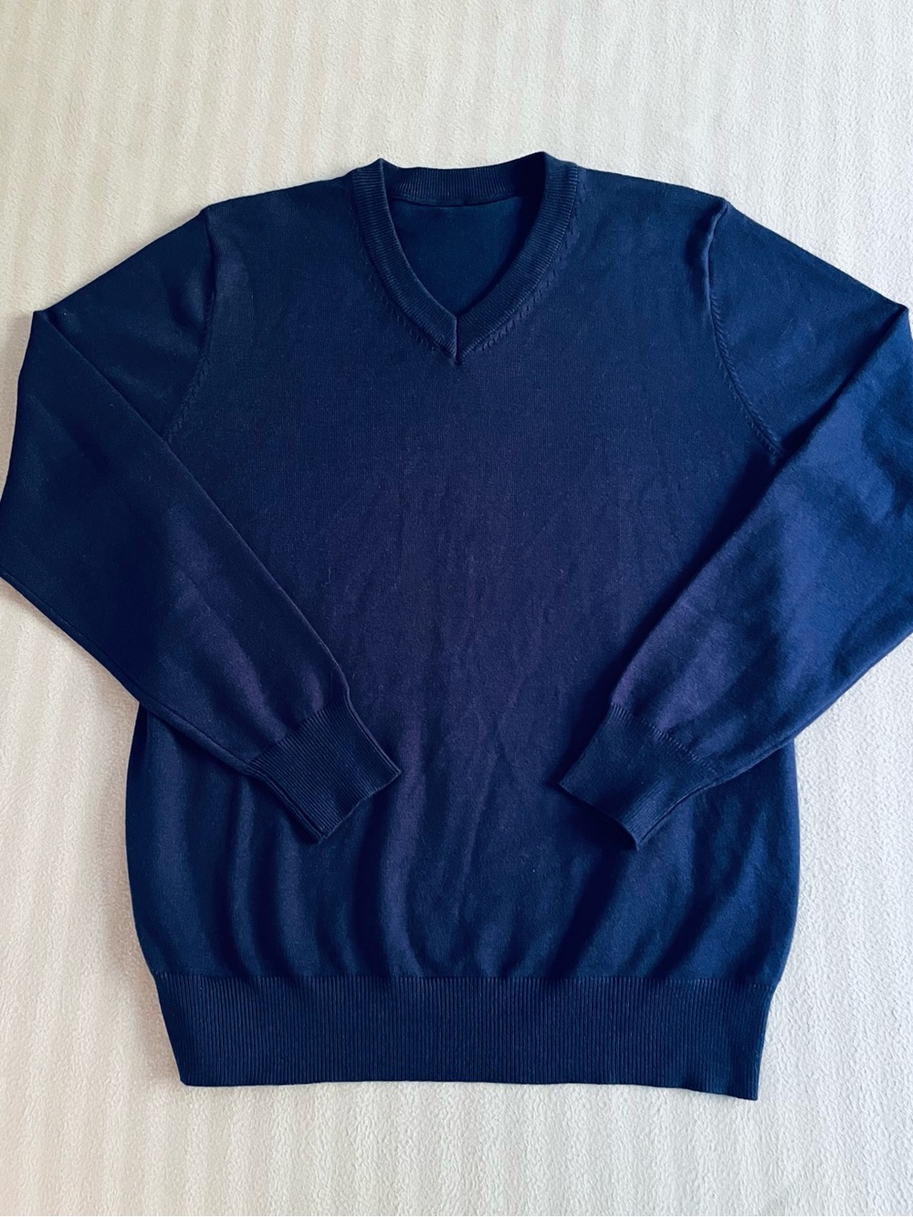 Men's Neutral XL V-Neck Sweater in Navy Blue